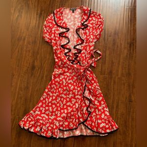 Juicy Couture Sweetheart Ruffle Hem Wrap Dress